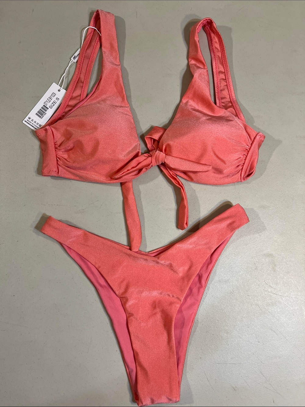 Xhilaration Coral Tie-Front Bikini Set